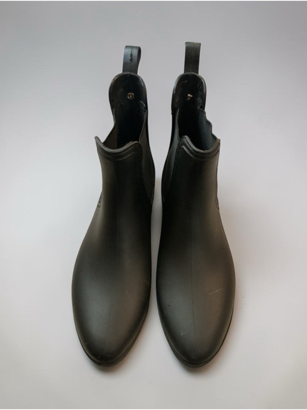 🌸Catharine Malandrino Black Chelsea Rain Ankle Boots - Sleek Waterproof Pull-On